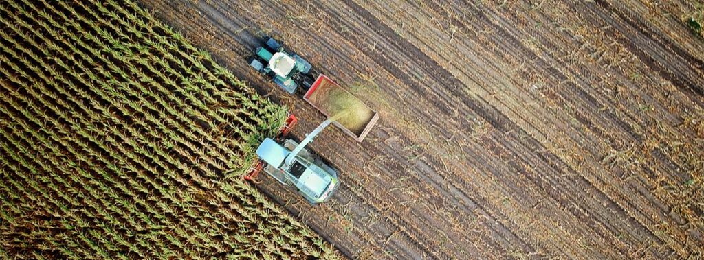 aerial view of harvester